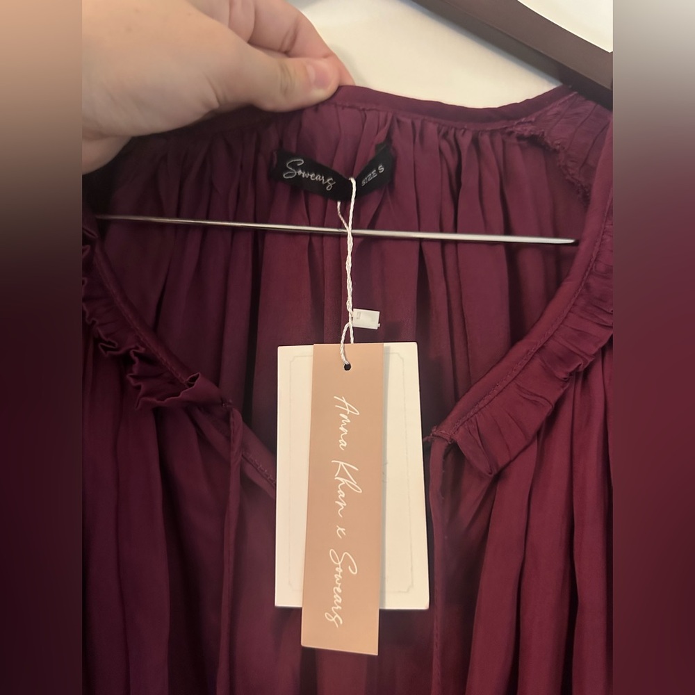 NWT Anna Khan & Sowears Plum Ruffle Maxi Dress Size Small - Picture 6 of 11